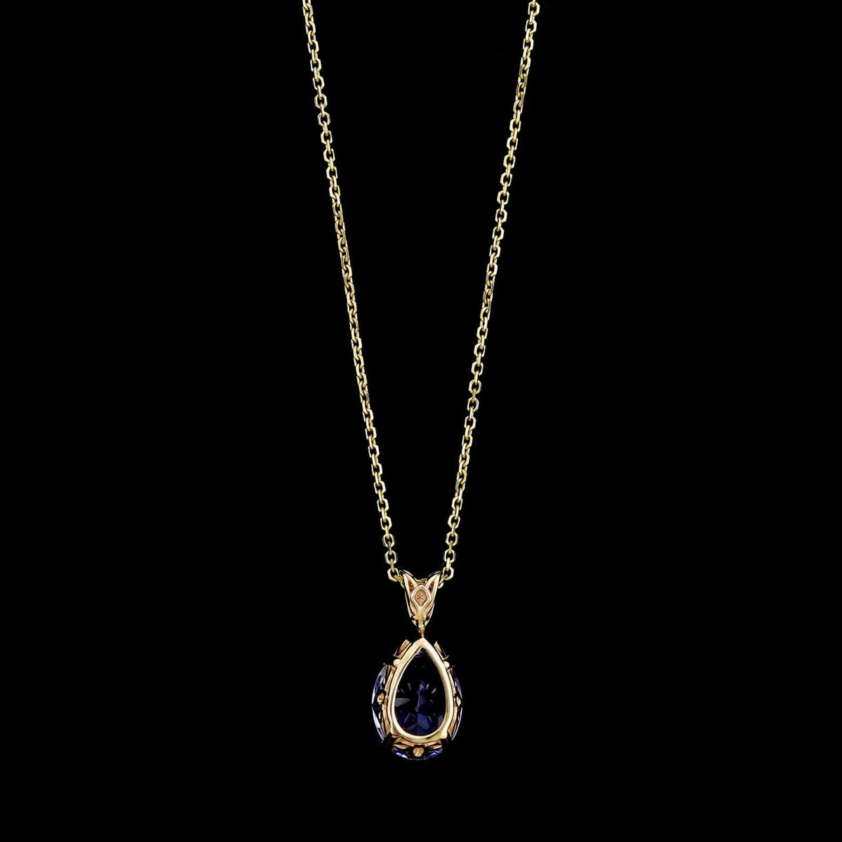 14K Yellow Gold Estate Tanzanite Pendant Necklace