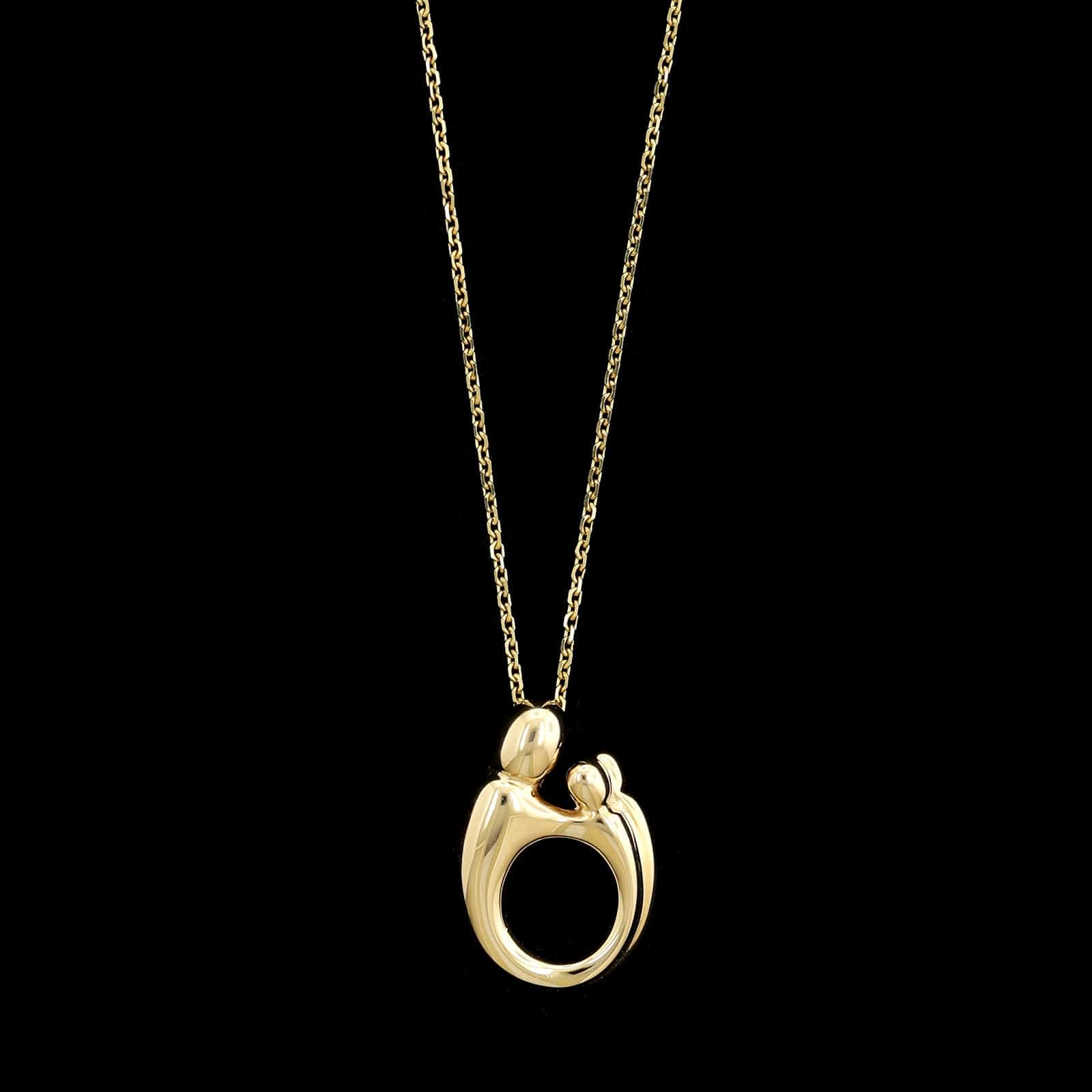 14K Yellow Gold Estate Mother and Child Pendant