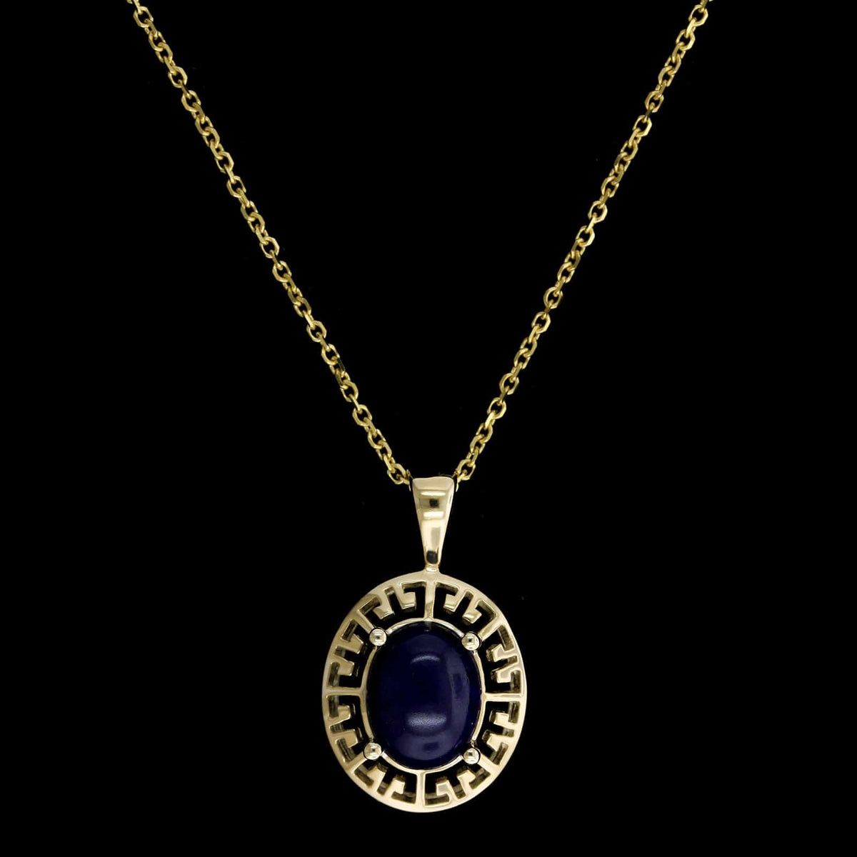 14K Yellow Gold Estate Sodalite Pendant