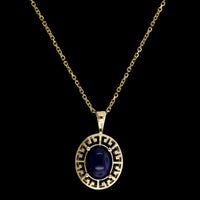 14K Yellow Gold Estate Sodalite Pendant