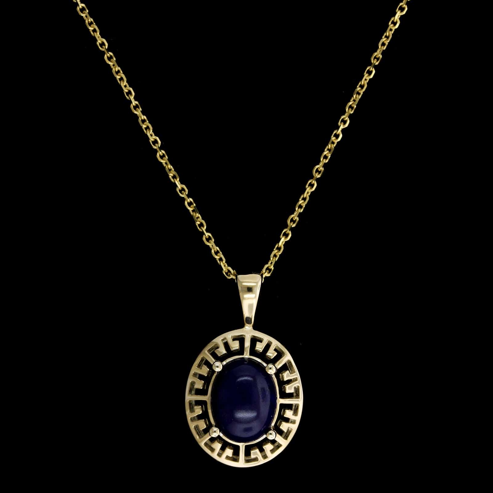 14K Yellow Gold Estate Sodalite Pendant