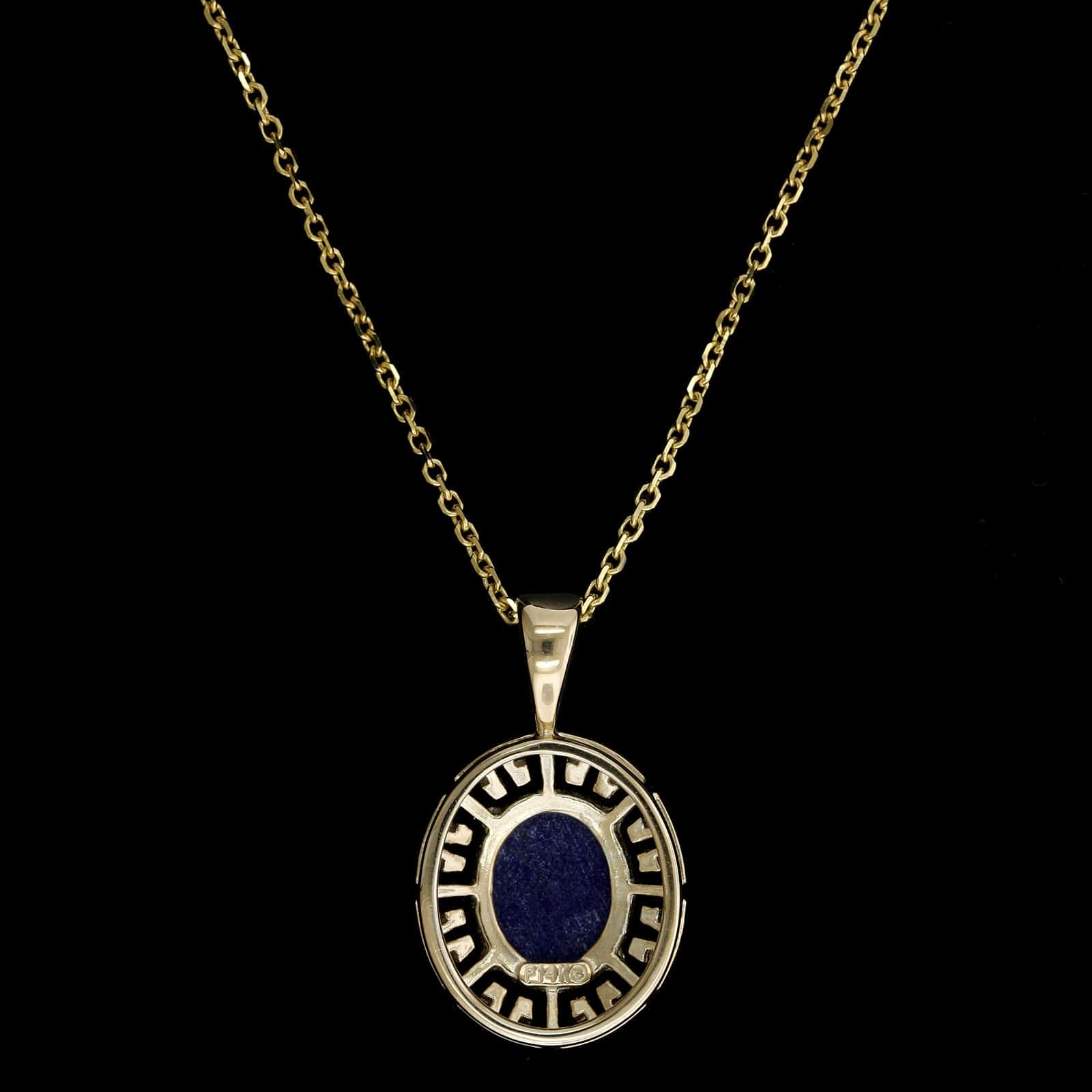 14K Yellow Gold Estate Sodalite Pendant