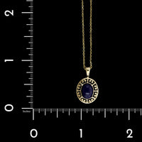 14K Yellow Gold Estate Sodalite Pendant