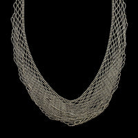 Platinum Estate Graduated Flexible Beaded Link Bib Necklace