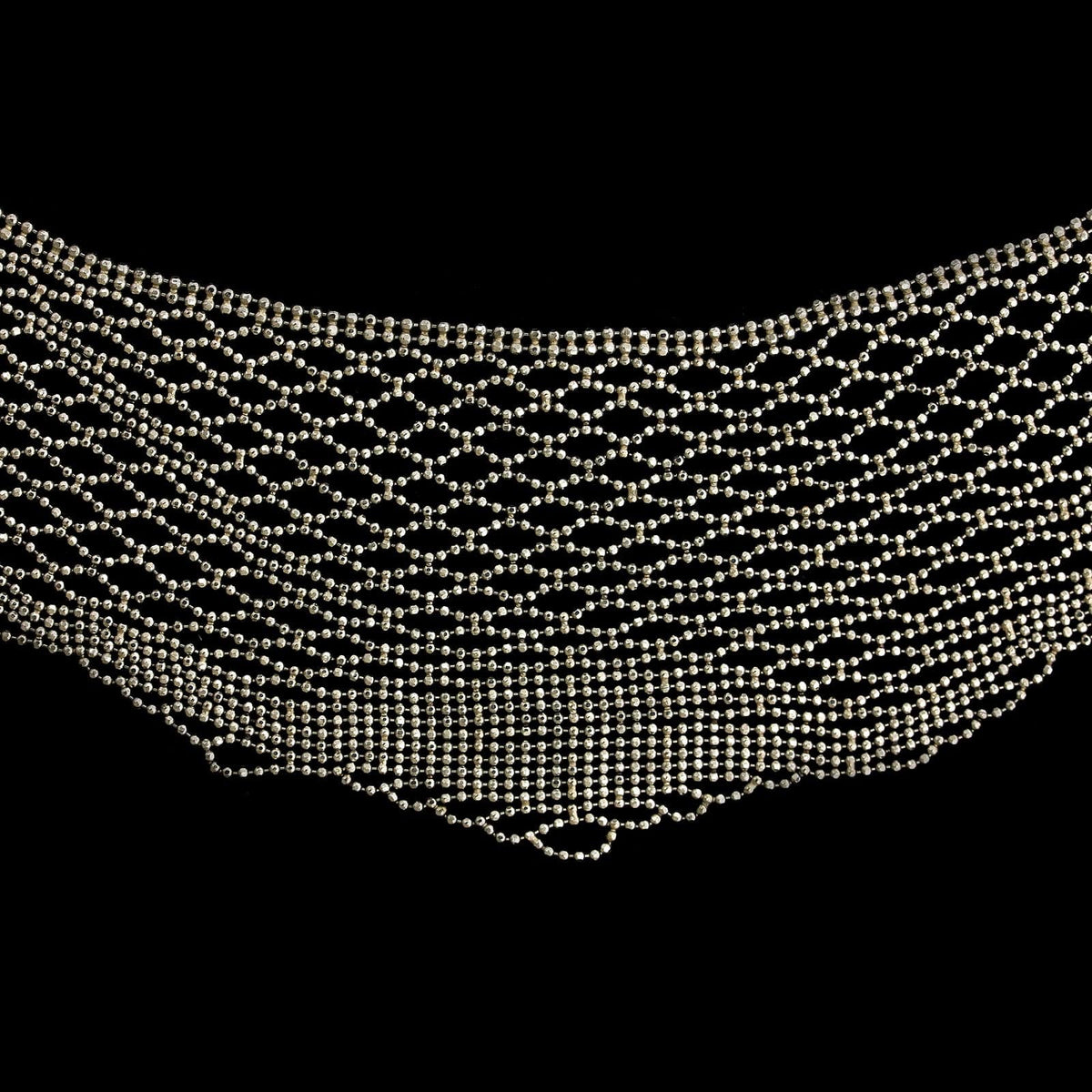 Platinum Estate Graduated Flexible Beaded Link Bib Necklace
