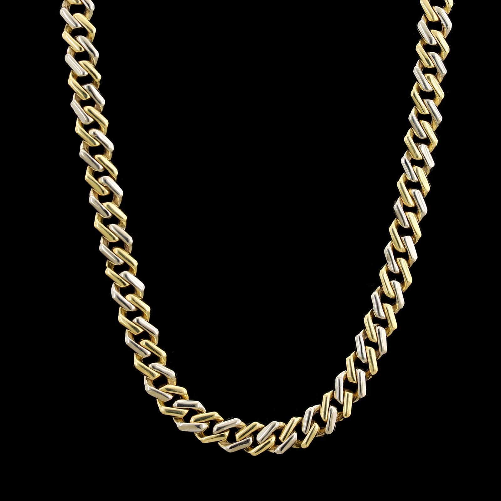 18K Two-tone Gold Estate Fancy Link Buckle Necklace