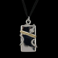 Monica Rich Kosann Sterling Silver and 18K Yellow Gold Estate White Sapphire Snake Keeper Box Pendant