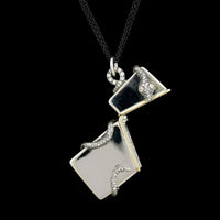 Monica Rich Kosann Sterling Silver and 18K Yellow Gold Estate White Sapphire Snake Keeper Box Pendant