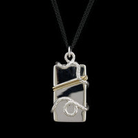 Monica Rich Kosann Sterling Silver and 18K Yellow Gold Estate White Sapphire Snake Keeper Box Pendant