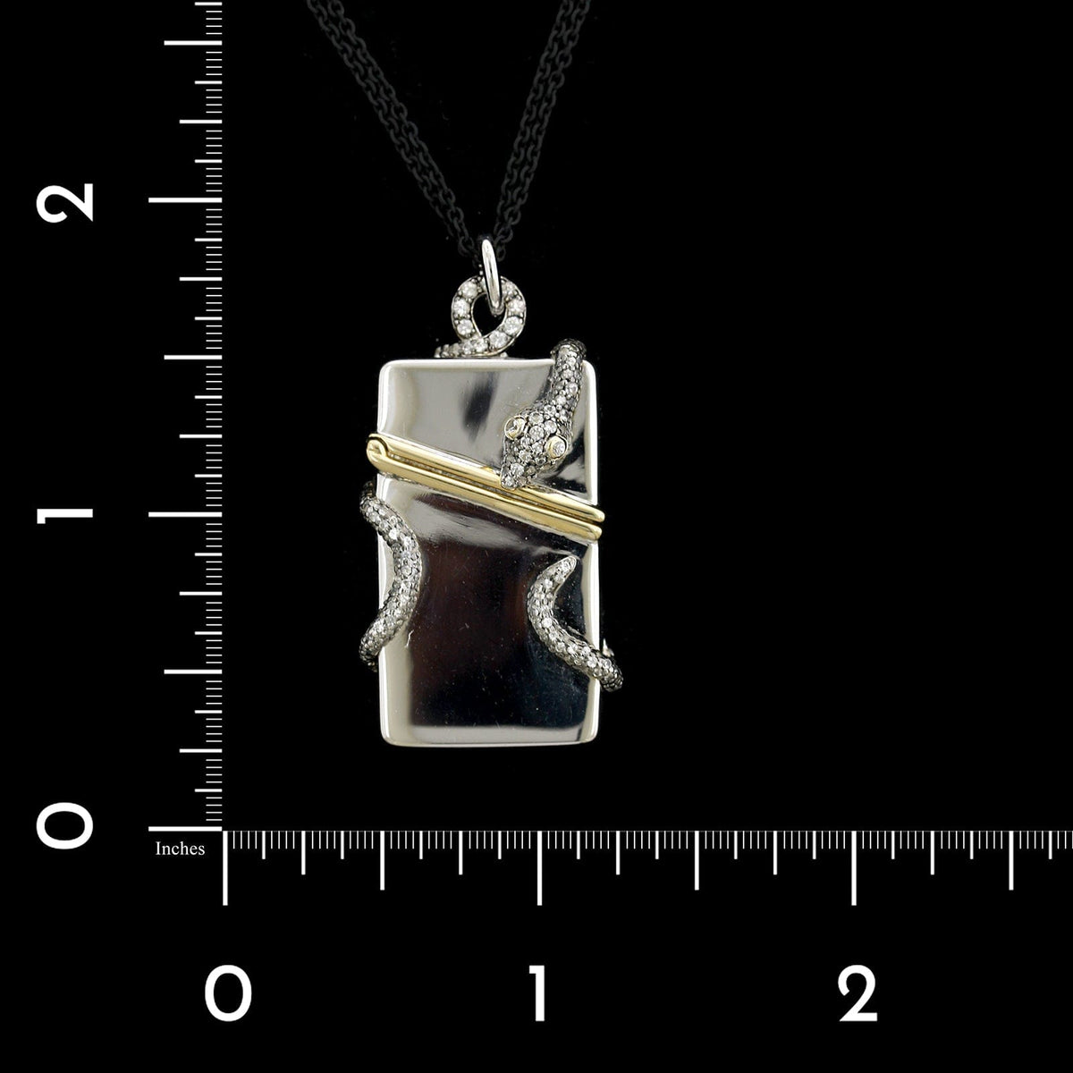 Monica Rich Kosann Sterling Silver and 18K Yellow Gold Estate White Sapphire Snake Keeper Box Pendant