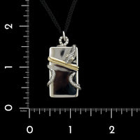 Monica Rich Kosann Sterling Silver and 18K Yellow Gold Estate White Sapphire Snake Keeper Box Pendant
