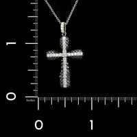18K White Gold Estate Black Diamond Cross Pendant