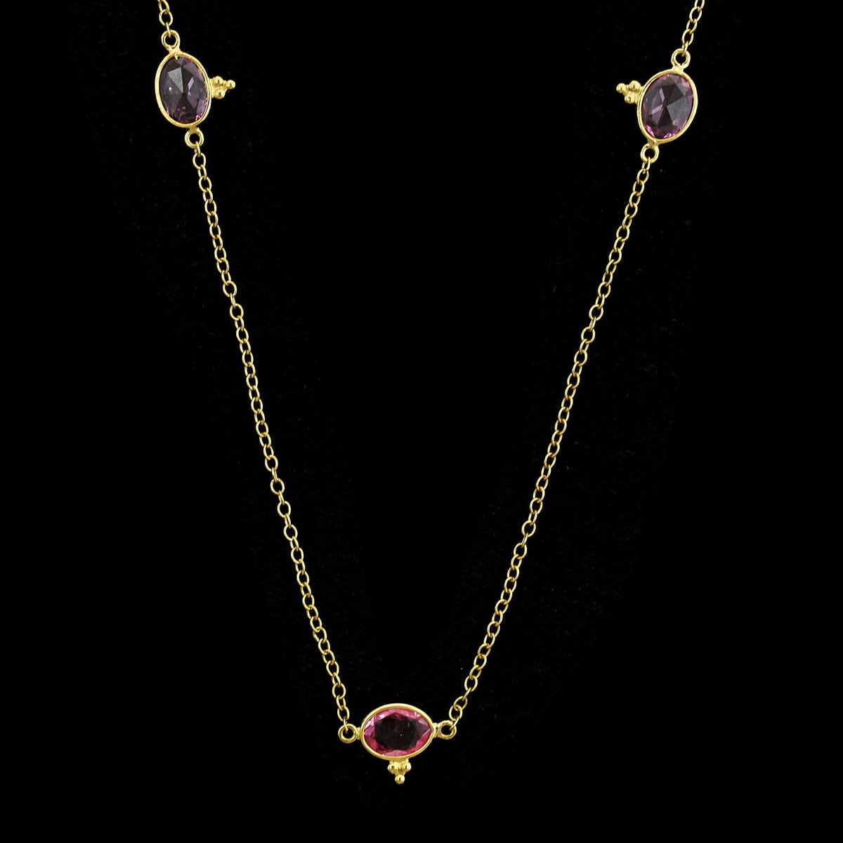 Temple St. Clair 18K Yellow Gold Estate Pink Sapphire Necklace