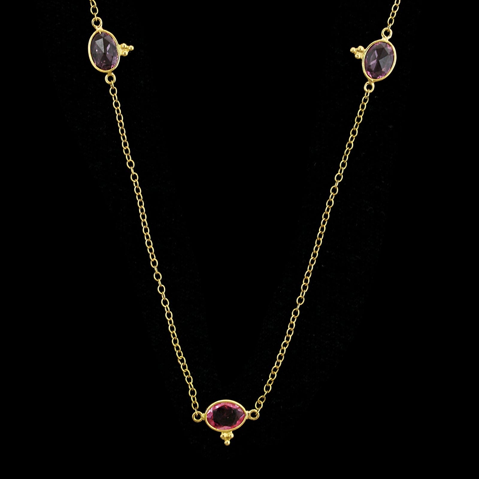 Temple St. Clair 18K Yellow Gold Estate Pink Sapphire Necklace