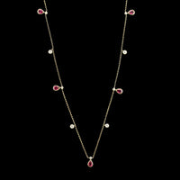 14K Yellow Gold Estate Ruby and Diamond Necklace.