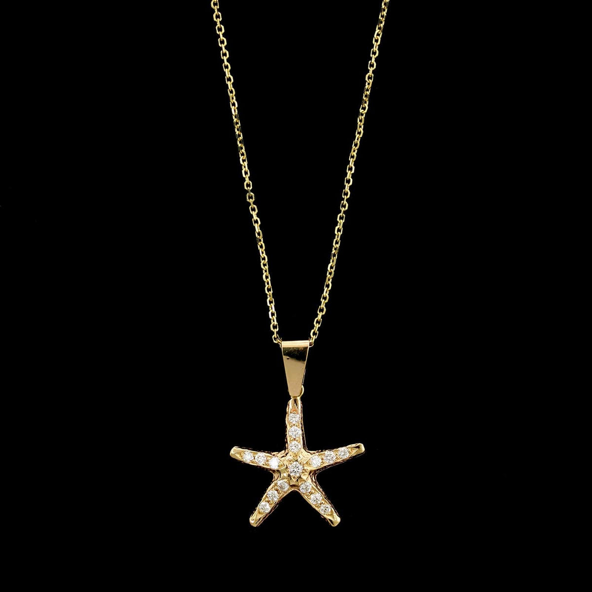 14K Yellow Gold Estate Diamond Starfish Pendant