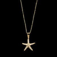 14K Yellow Gold Estate Diamond Starfish Pendant