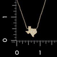 Sidney Evan 14K Yellow Gold Estate Diamond Texas State Outline Pendant Neckalce
