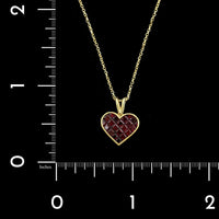 18K Yellow Gold Estate Ruby Heart Pendant