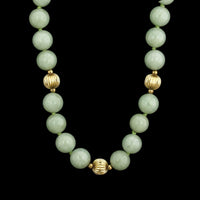 14K Yellow Gold Estate Jadeite Bead Necklace
