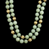 14K Yellow Gold Estate Jadeite Bead Necklace
