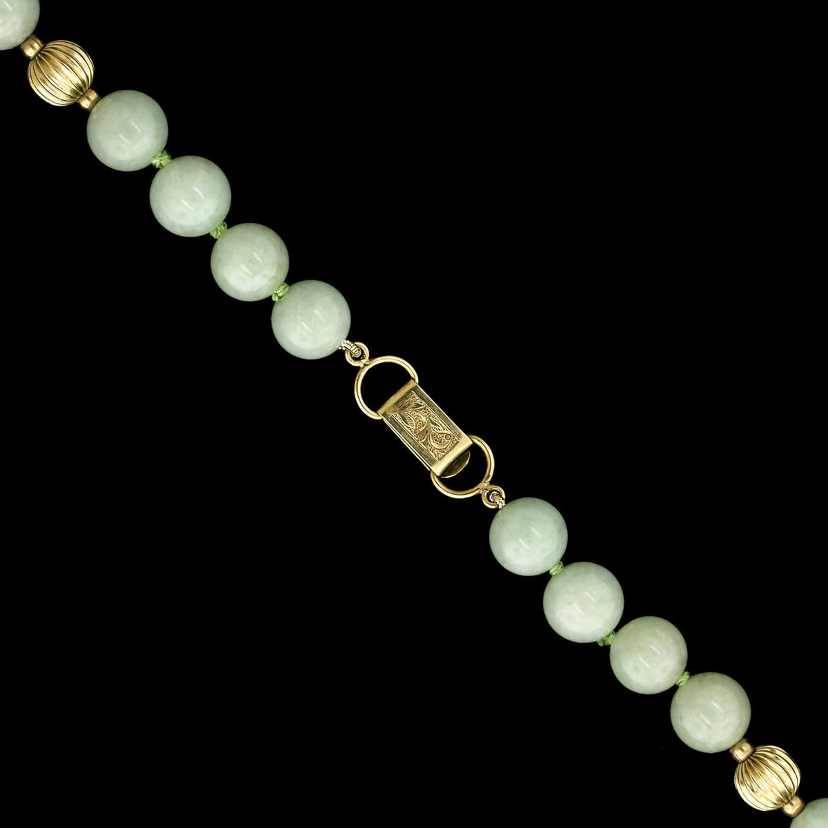 14K Yellow Gold Estate Jadeite Bead Necklace