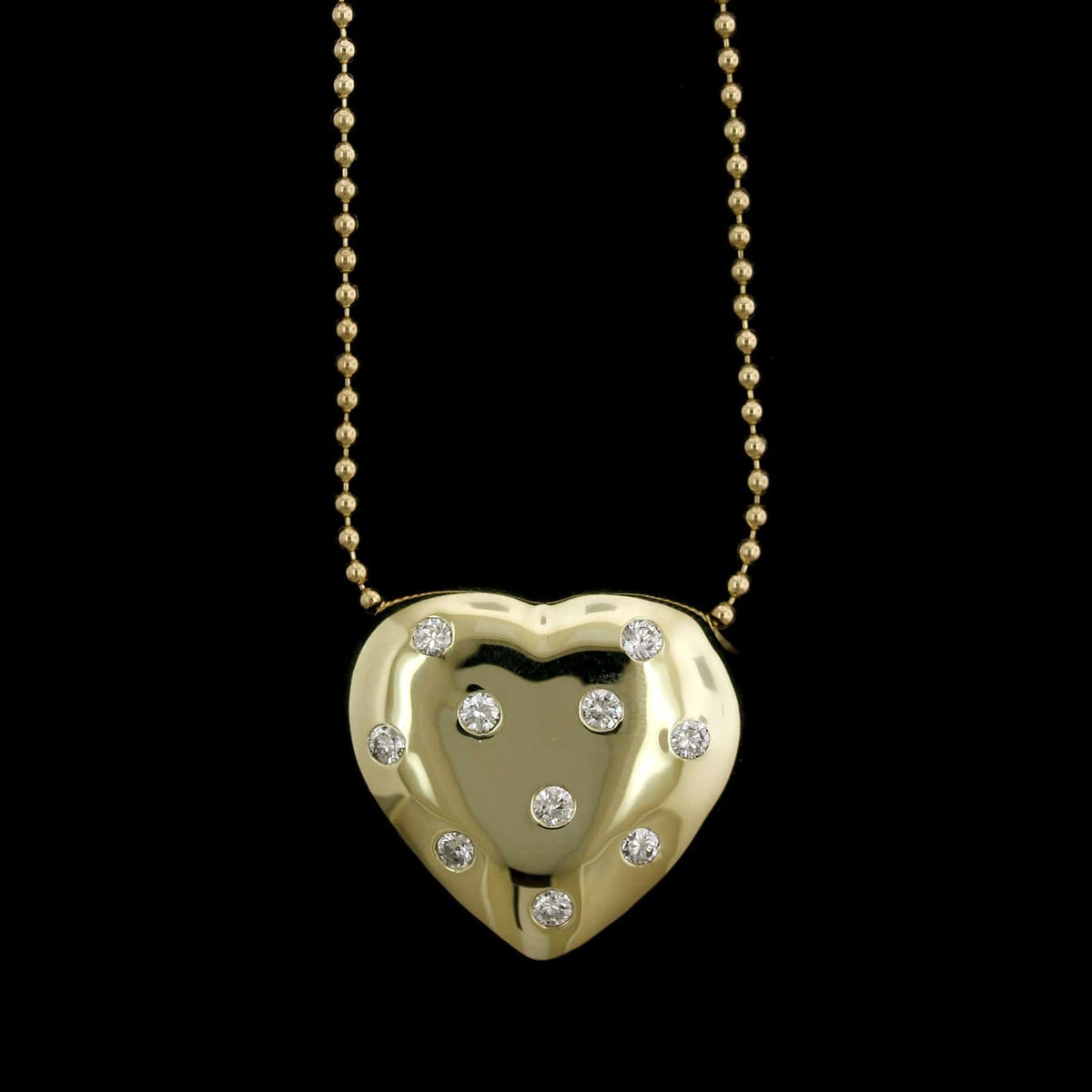 14K Yellow Gold Estate Diamond Heart Pendant