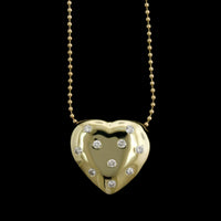 14K Yellow Gold Estate Diamond Heart Pendant