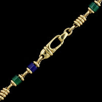 18K Yellow Gold Estate Lapis and Green Onyx Necklace