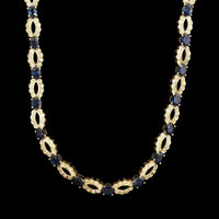 18K Yellow Gold Estate Sapphire and Diamond Necklace