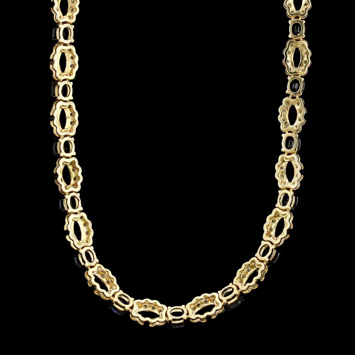 18K Yellow Gold Estate Sapphire and Diamond Necklace
