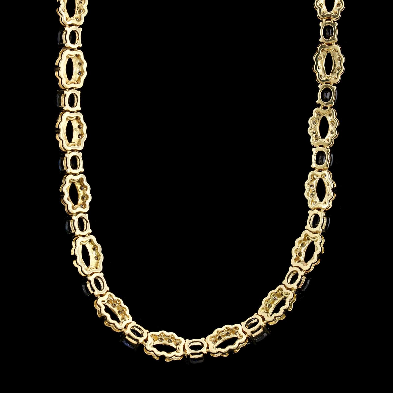 18K Yellow Gold Estate Sapphire and Diamond Necklace