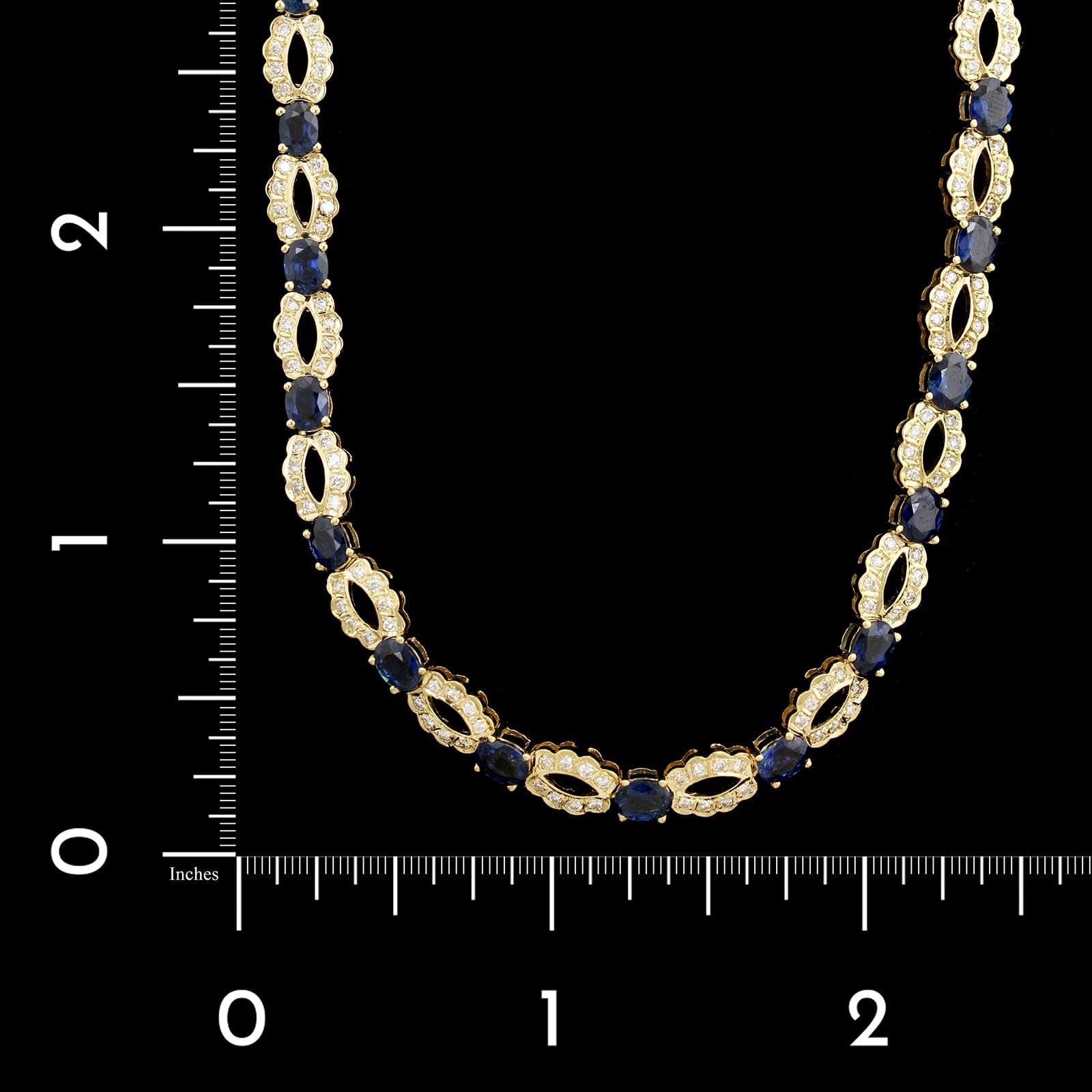 18K Yellow Gold Estate Sapphire and Diamond Necklace