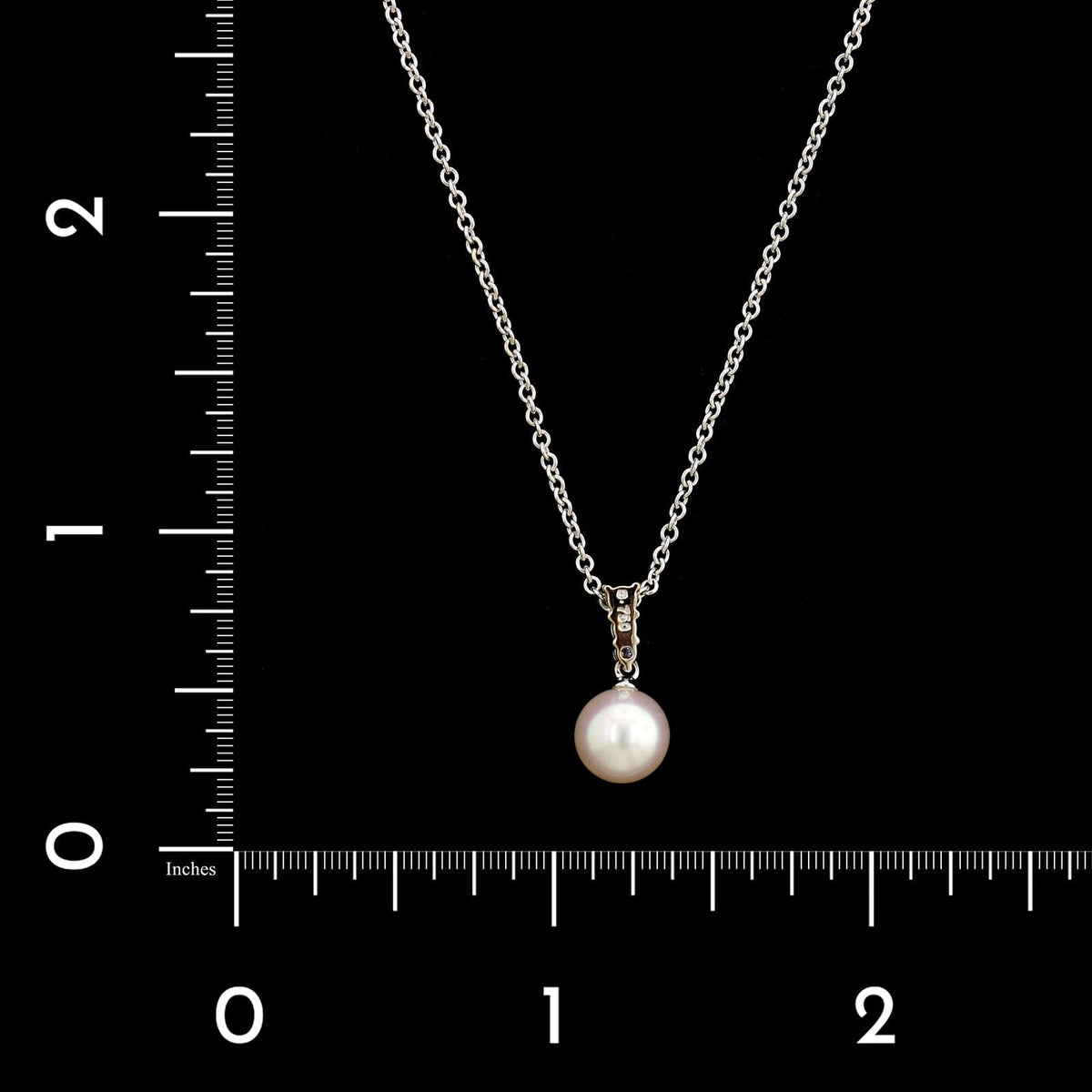 Mikimoto 18K White Gold Estate Pearl and Diamond Pendant Necklace