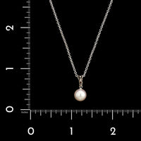 Mikimoto 18K White Gold Estate Pearl and Diamond Pendant Necklace