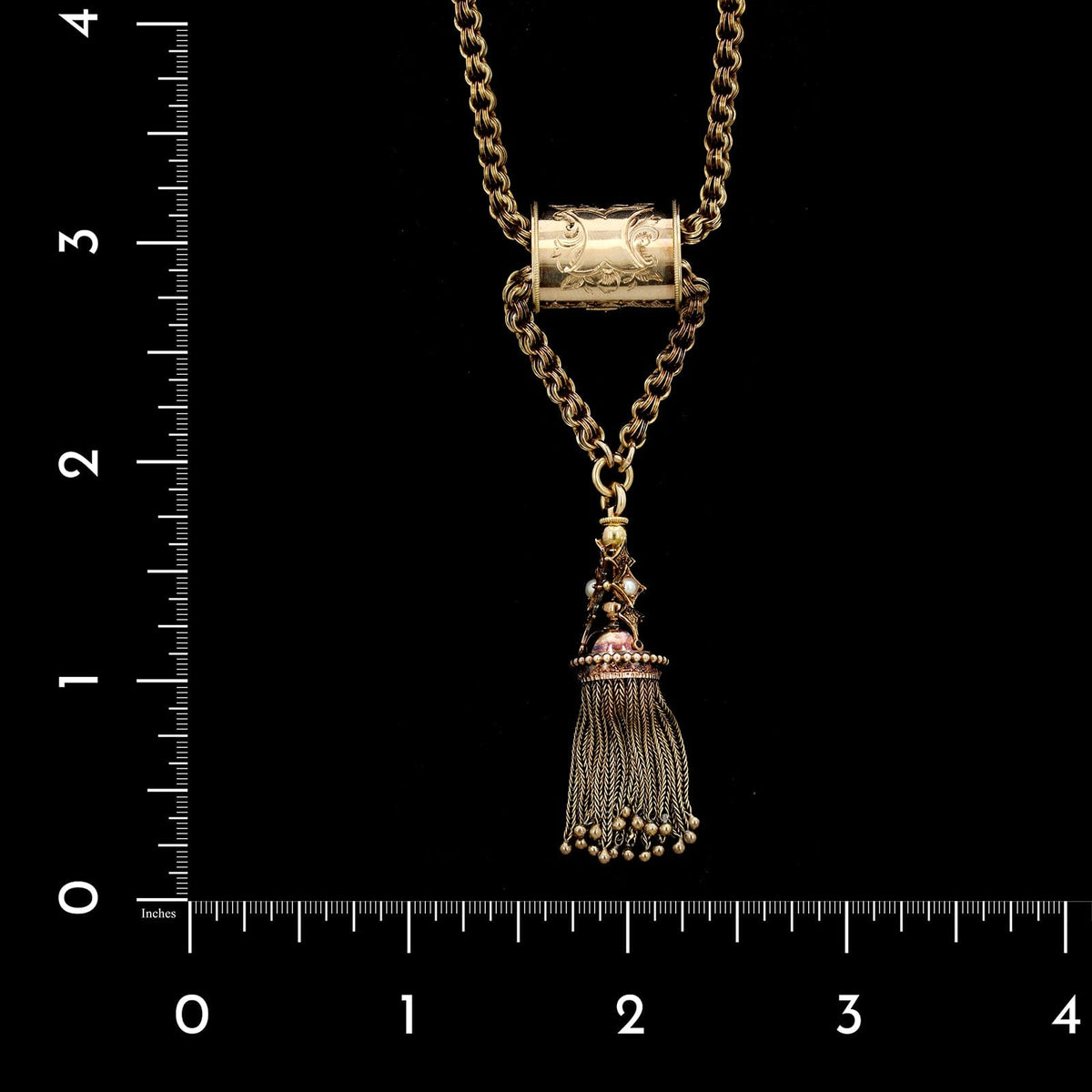 Vintage 14K Yellow Gold Estate Victorian Tassel Necklace