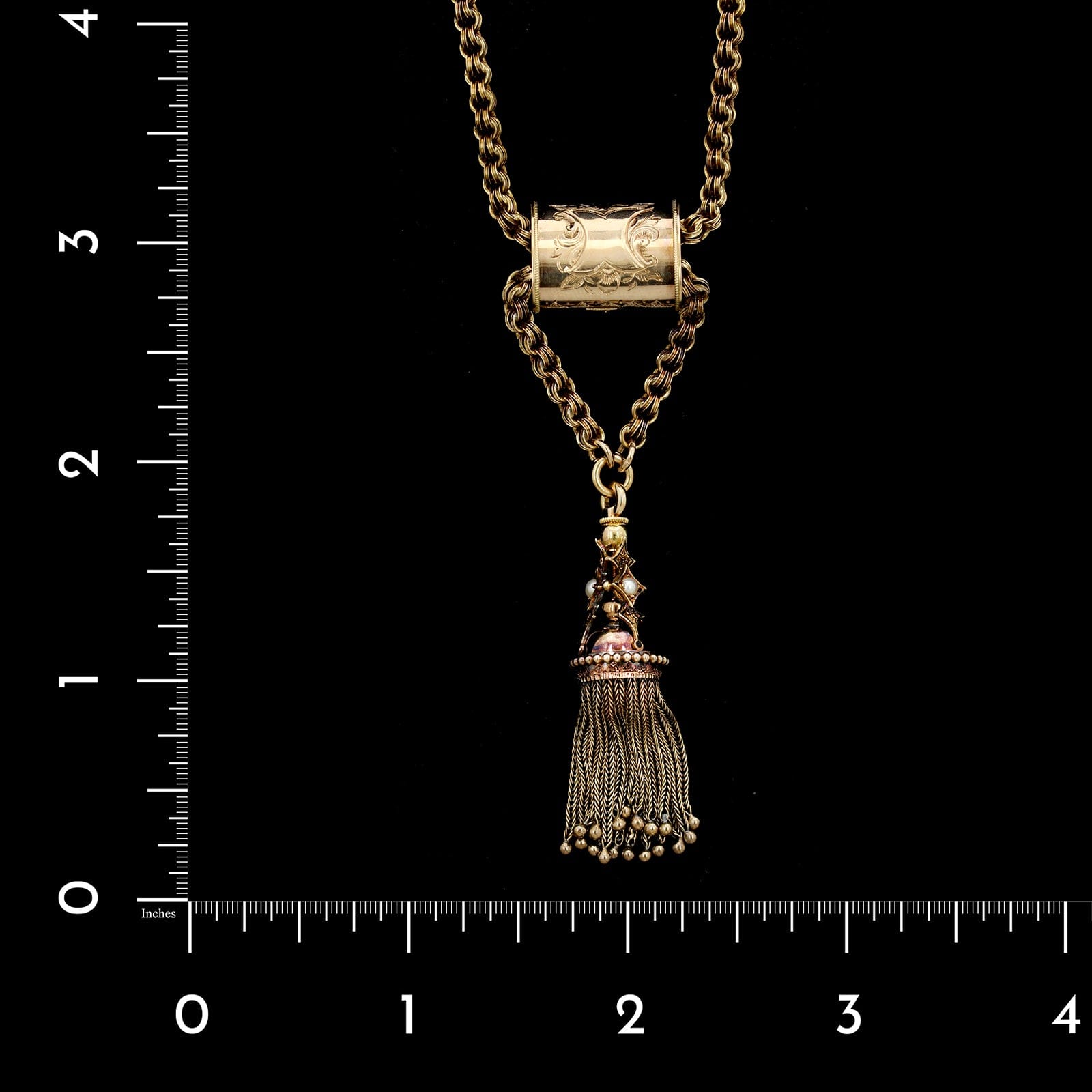 Vintage 14K Yellow Gold Estate Victorian Tassel Necklace