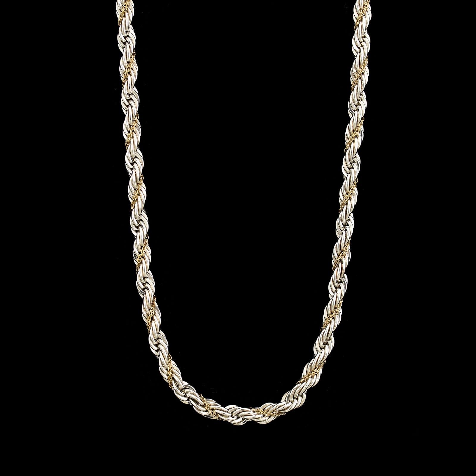 Tiffany & Co. Sterling Silver and 18K Yellow Gold Estate Twist Rope Necklace
