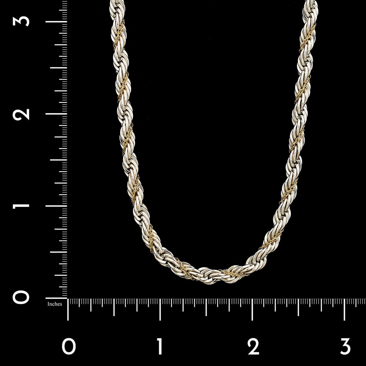 Tiffany & Co. Sterling Silver and 18K Yellow Gold Estate Twist Rope Necklace