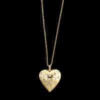 14K Yellow Gold Estate Diamond Heart Pendant Necklace