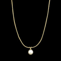 14K Yellow Gold Estate Cultured Pearl Drop Necklace