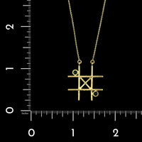 18K Yellow Gold Estate Emerald Tic Tac Toe Pendant Necklace