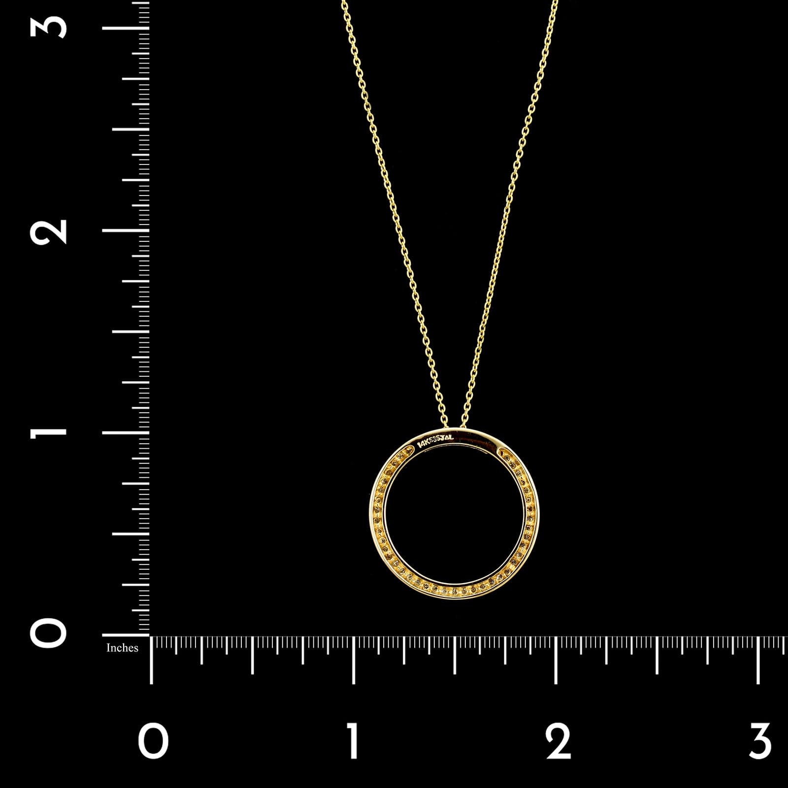 14K Yellow Gold Estate Diamond Circle Pendant Necklace