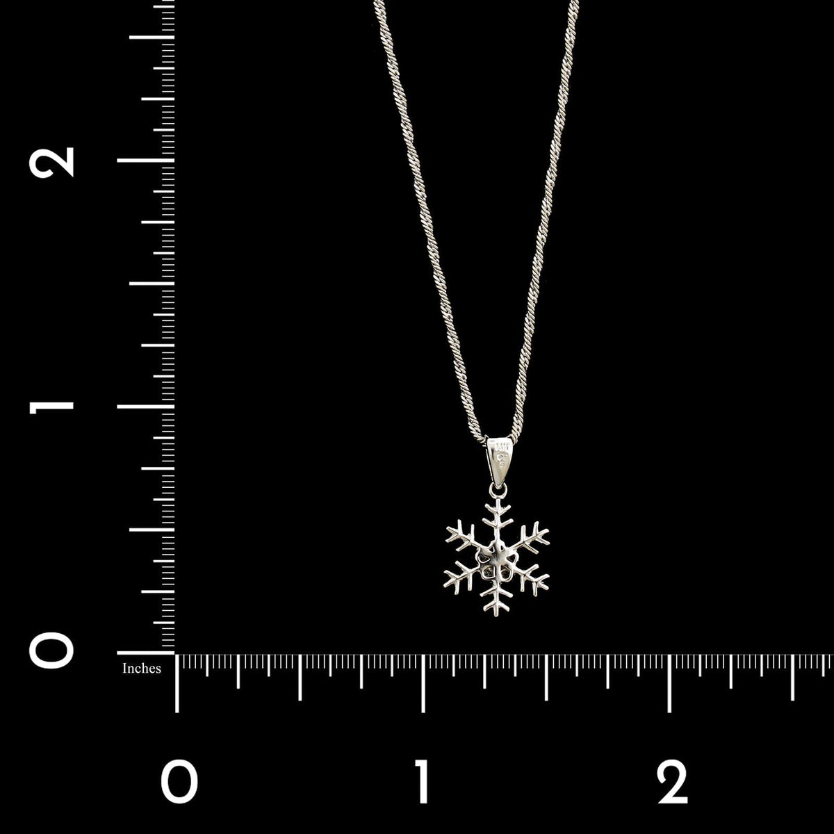 14K White Gold Estate Diamond Snowflake Pendant Necklace