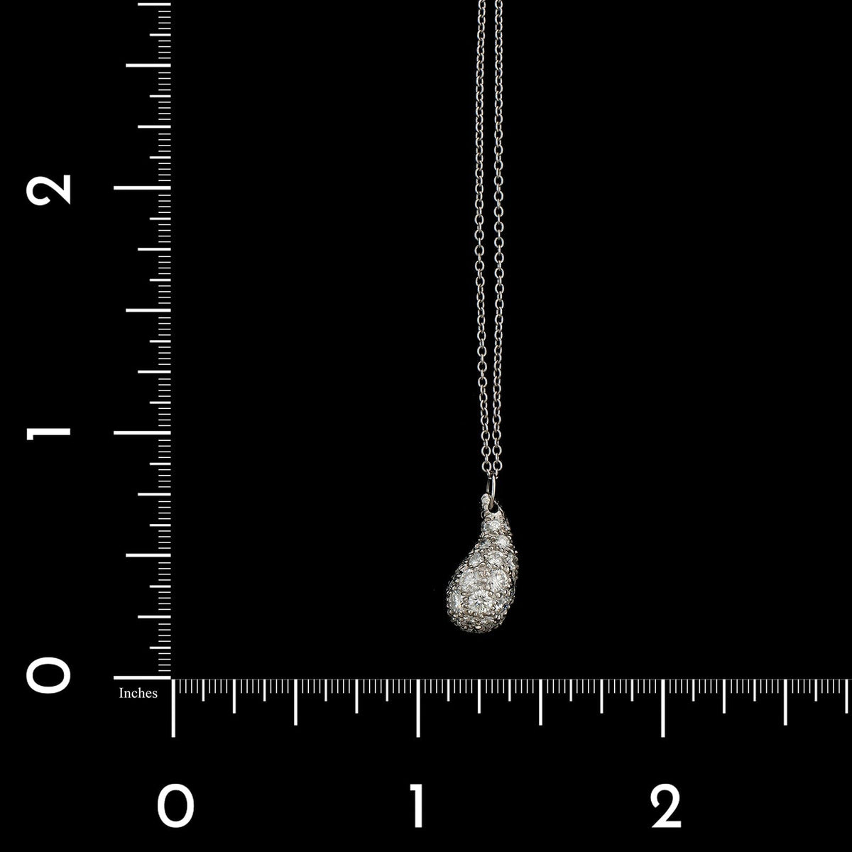 Tiffany &  Co. Platinum Estate Elsa Peretti Diamond Teardrop Necklace