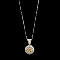 14K White Gold Estate Brown Diamond Halo Pendant Necklace&nbsp;