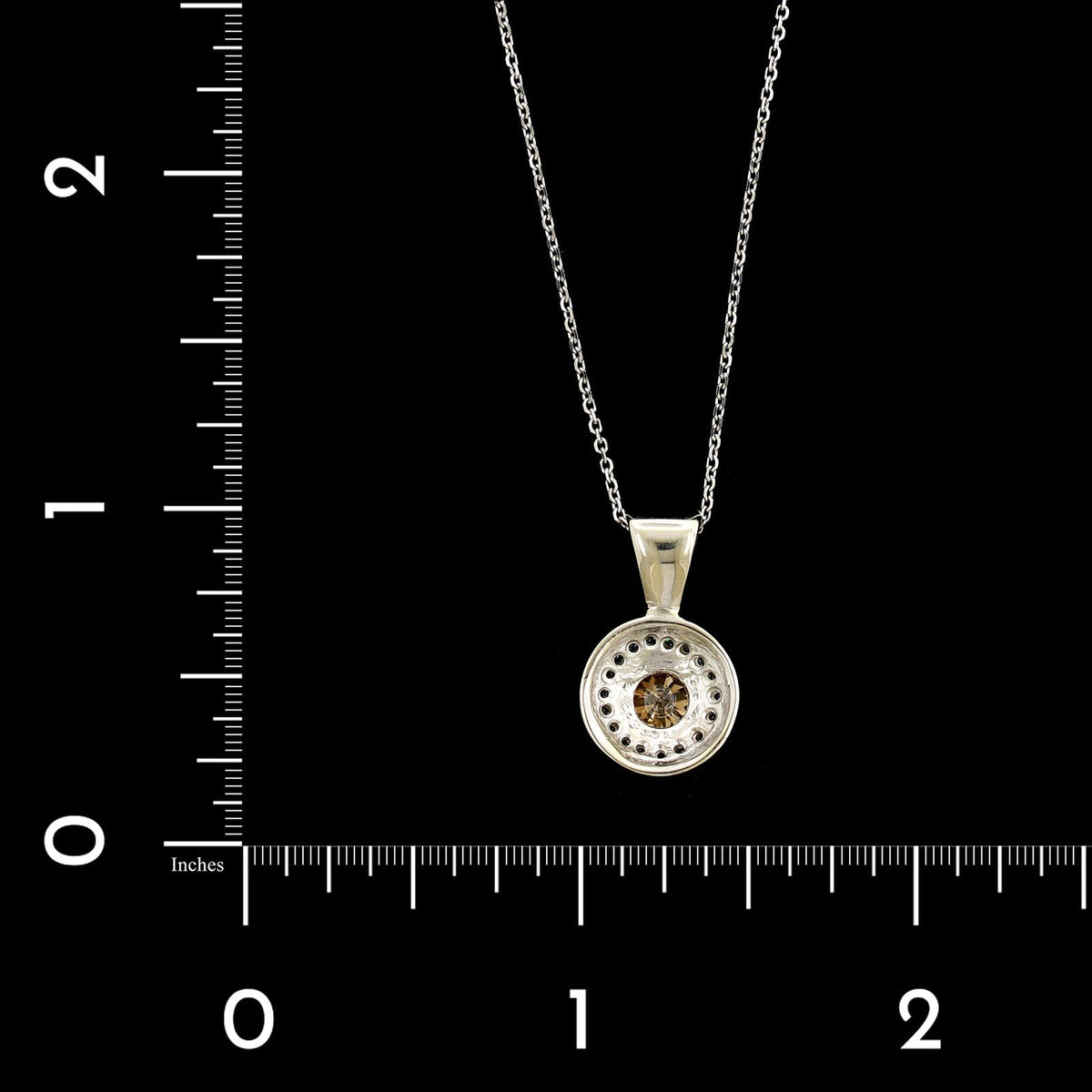14K White Gold Estate Brown Diamond Halo Pendant Necklace&nbsp;