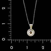 14K White Gold Estate Brown Diamond Halo Pendant Necklace&nbsp;