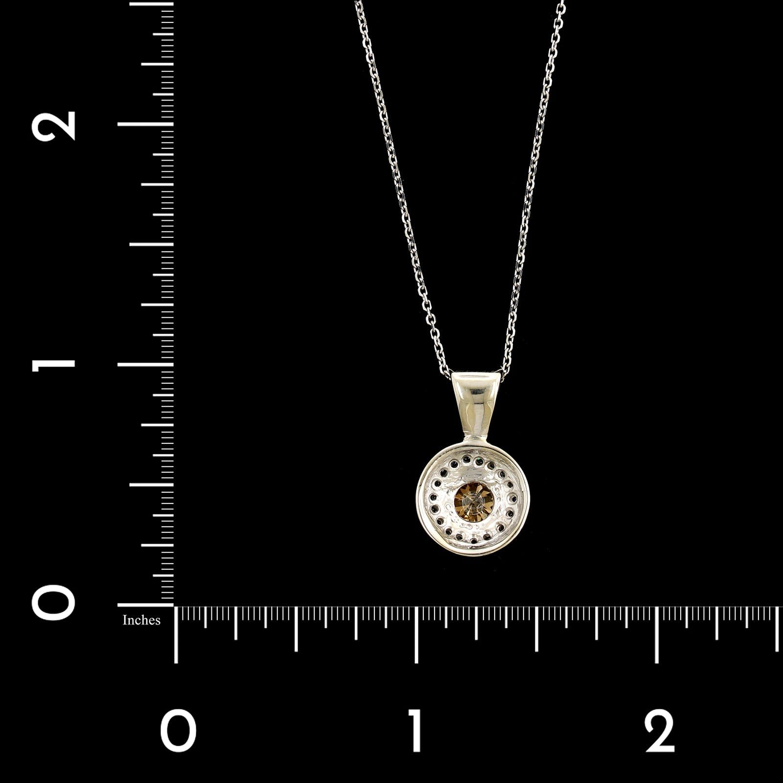 14K White Gold Estate Brown Diamond Halo Pendant Necklace&nbsp;