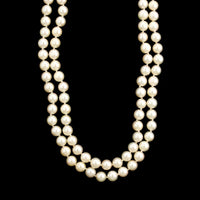 14K Yellow Gold Estate Cultured Pearl Double Strand Necklace
